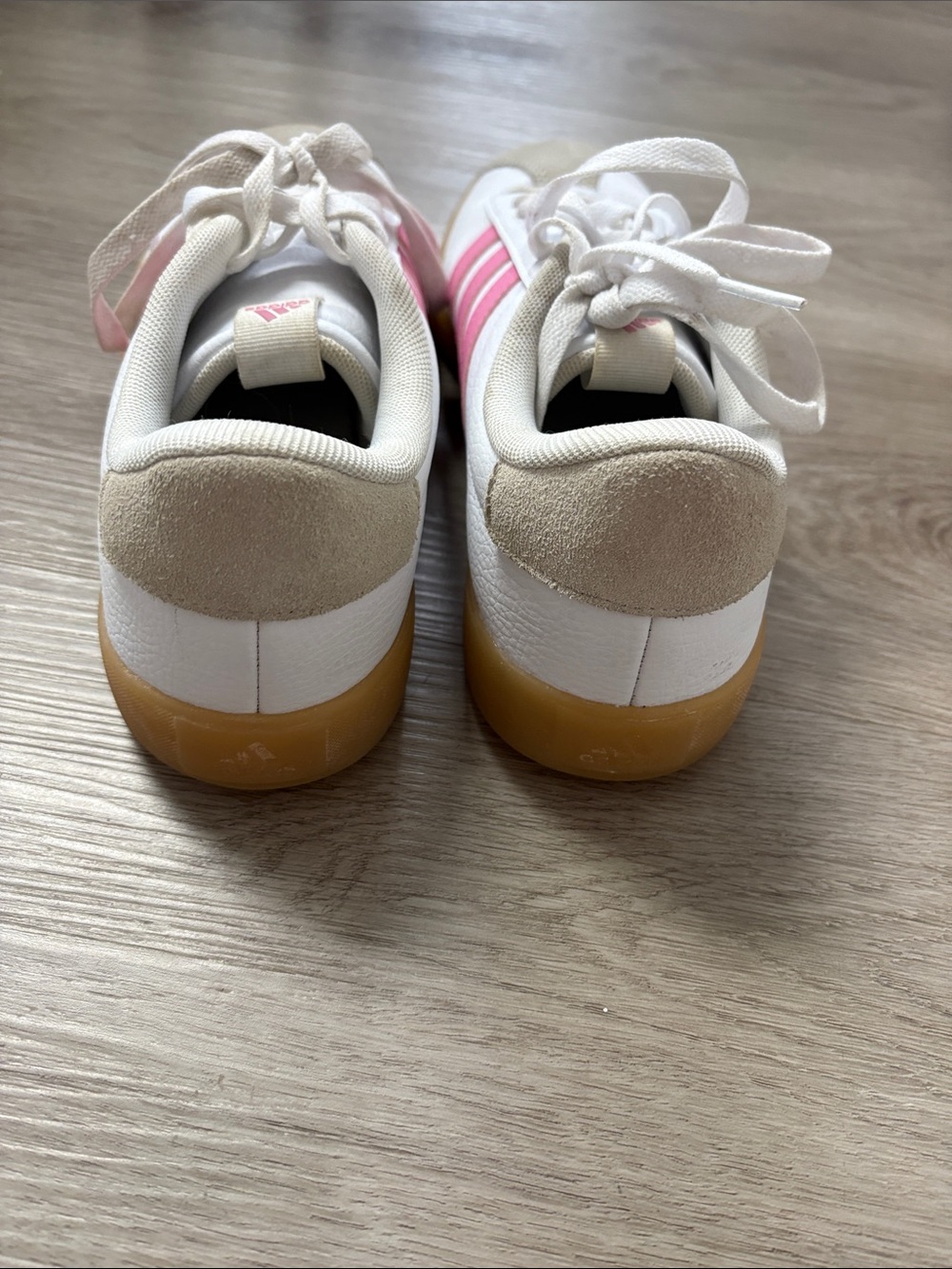 adidas Women's White, Pink & Gum Classic Sneakers - Picture 3 of 6